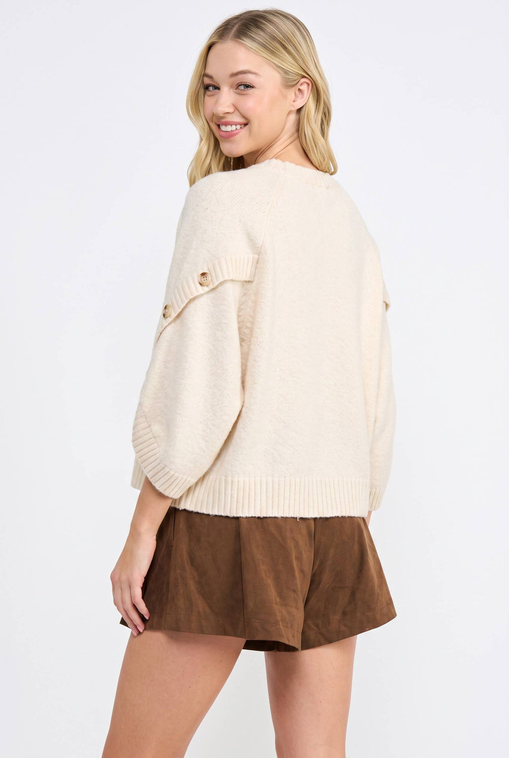 Button Sleeve Knit Sweater