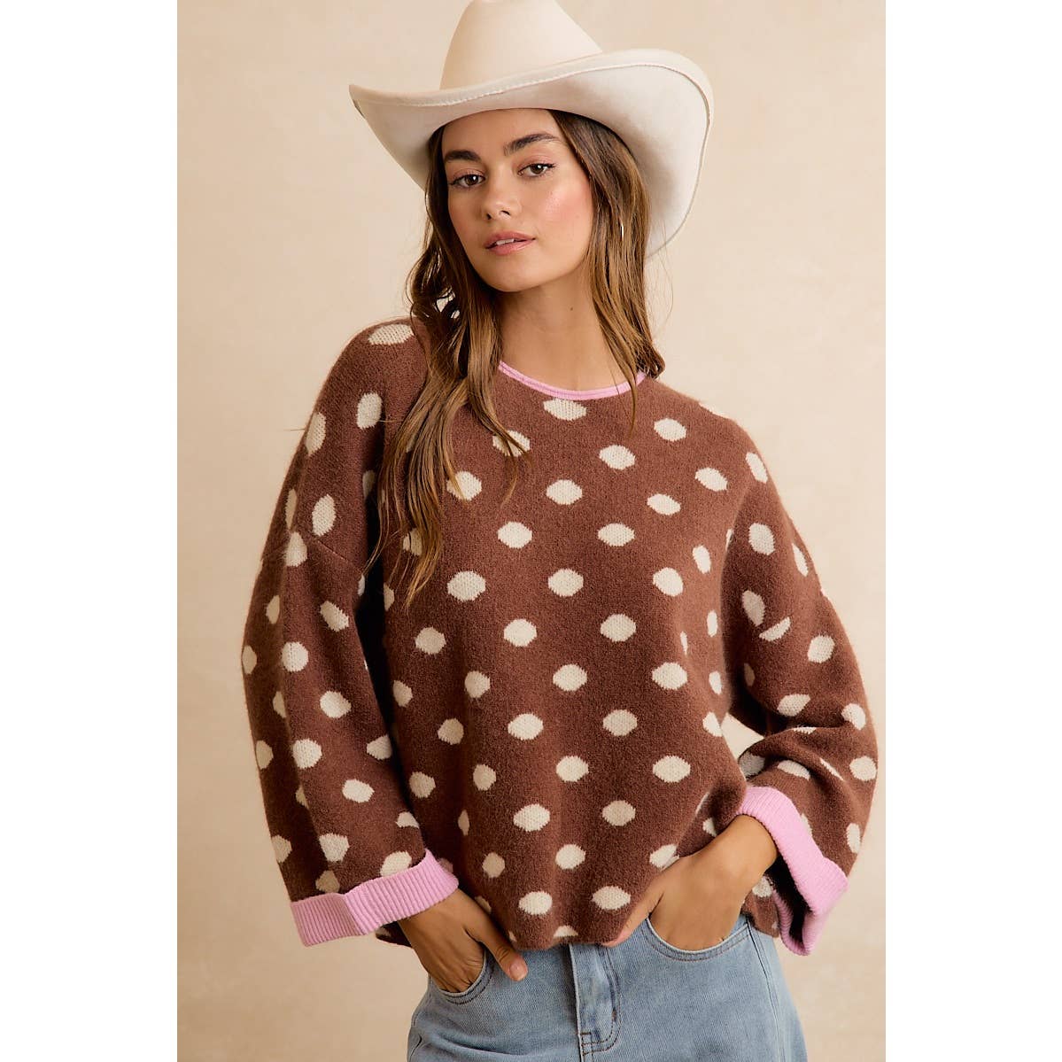 Roll Up Polka Dot Sweater