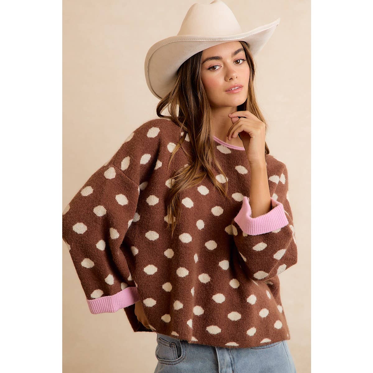 Roll Up Polka Dot Sweater