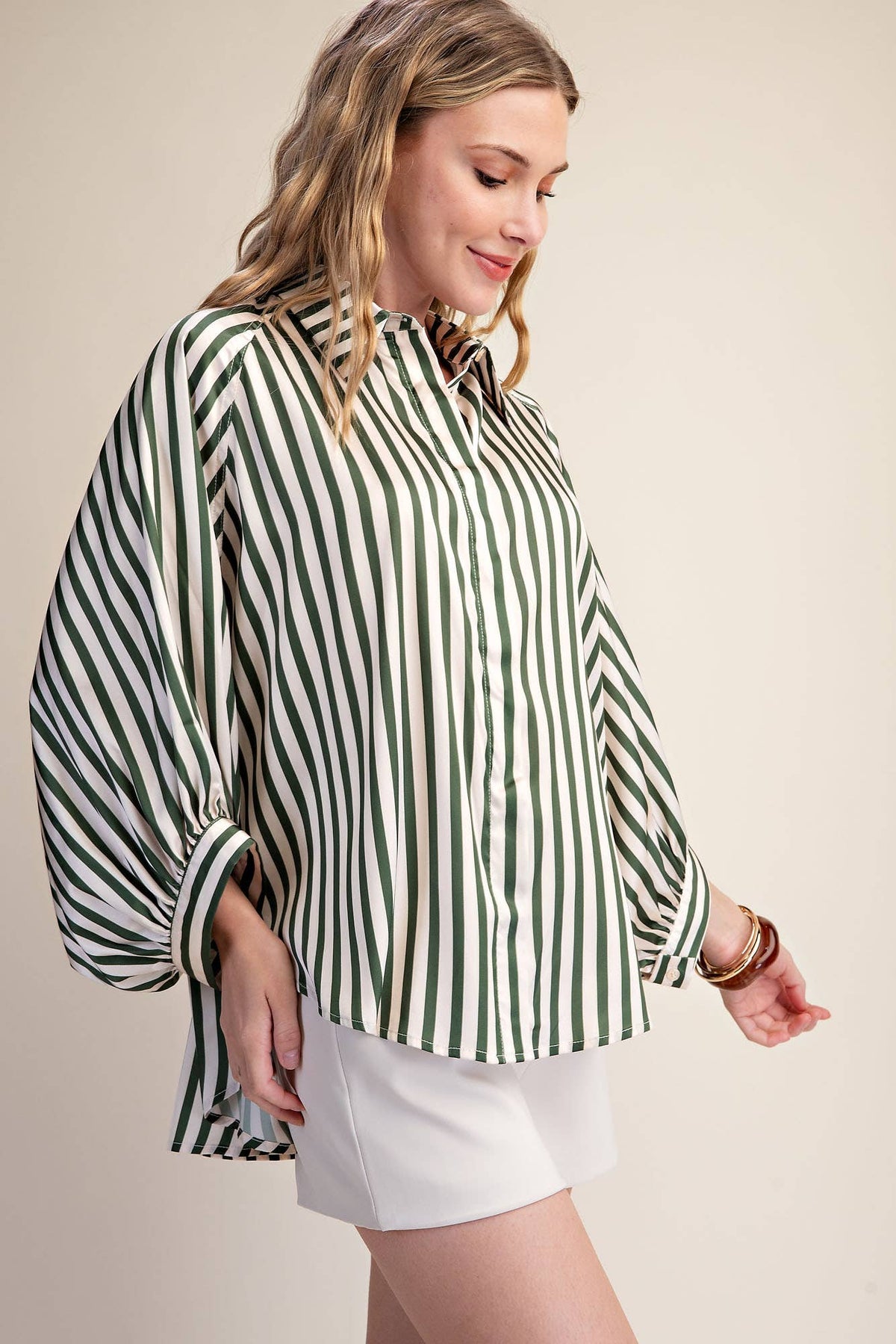 COMING SOON - Statement Stripe Wide Puff Sleeve Buttondown