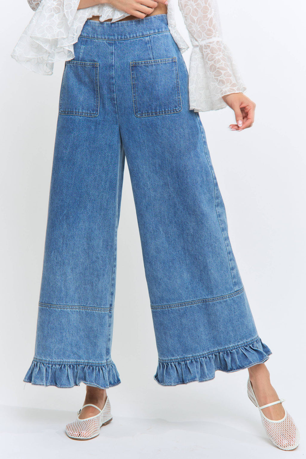 Denim Dreams Ruffle Trouser