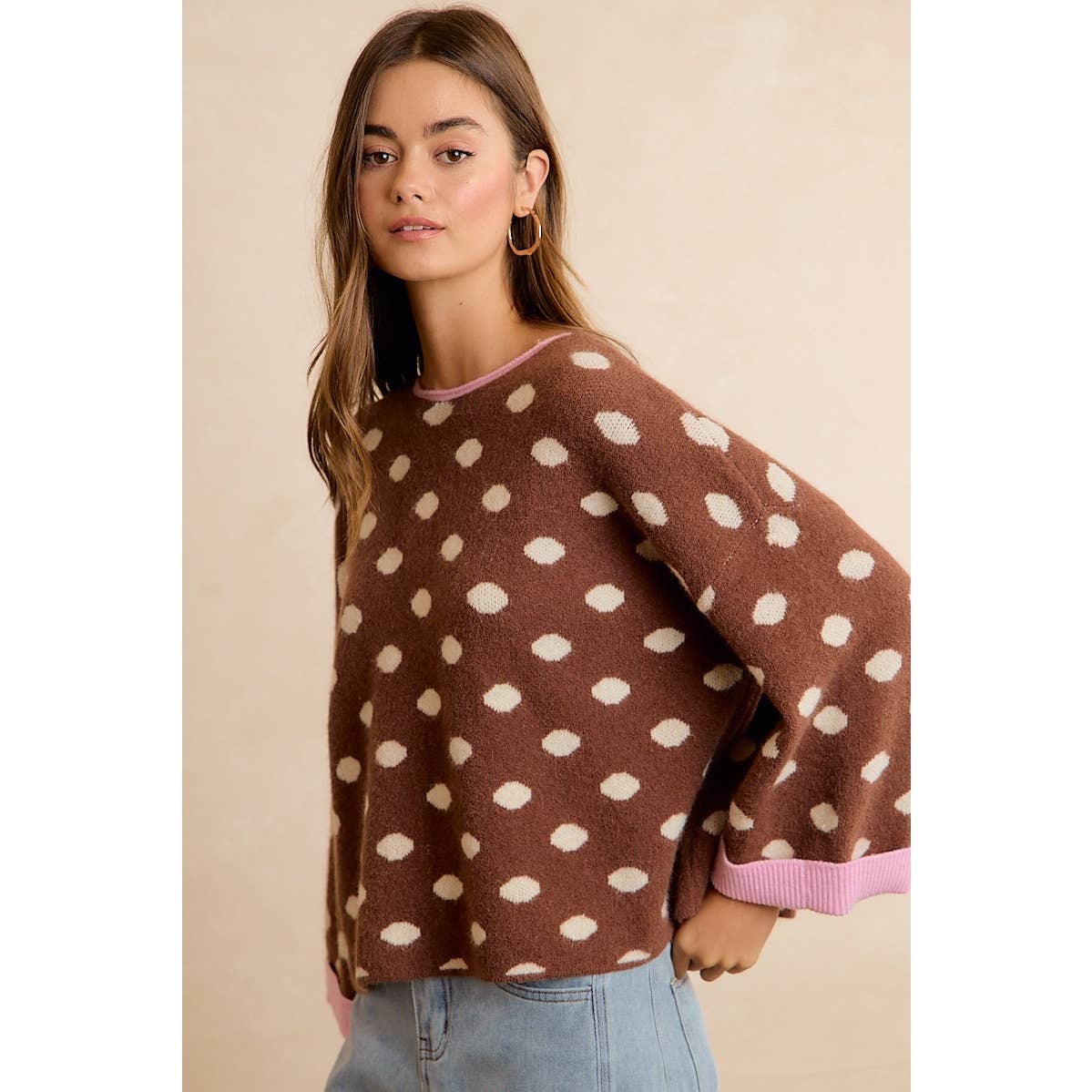 Roll Up Polka Dot Sweater