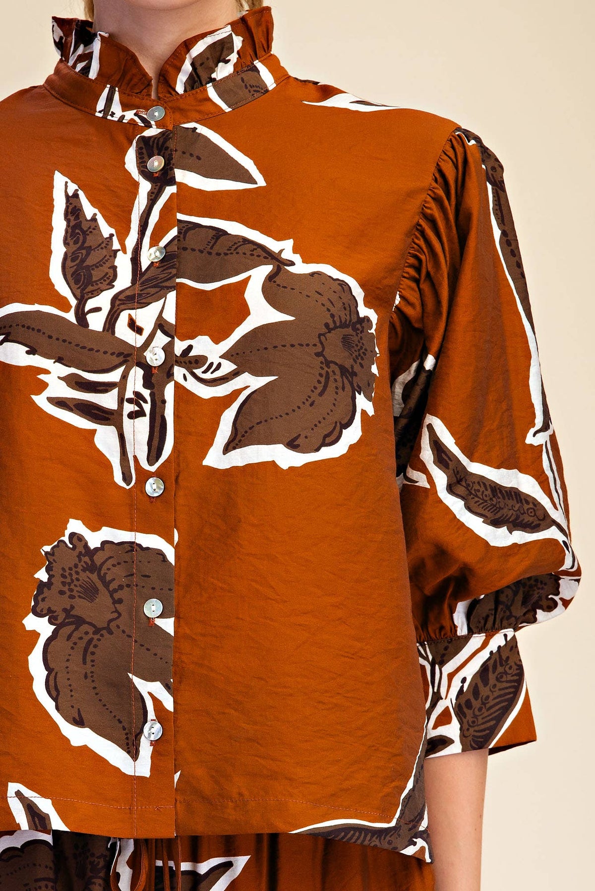 Fall in Love with Floral Blouse - Rust