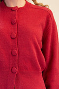 Large Button Statement Sweater | Cherry Red