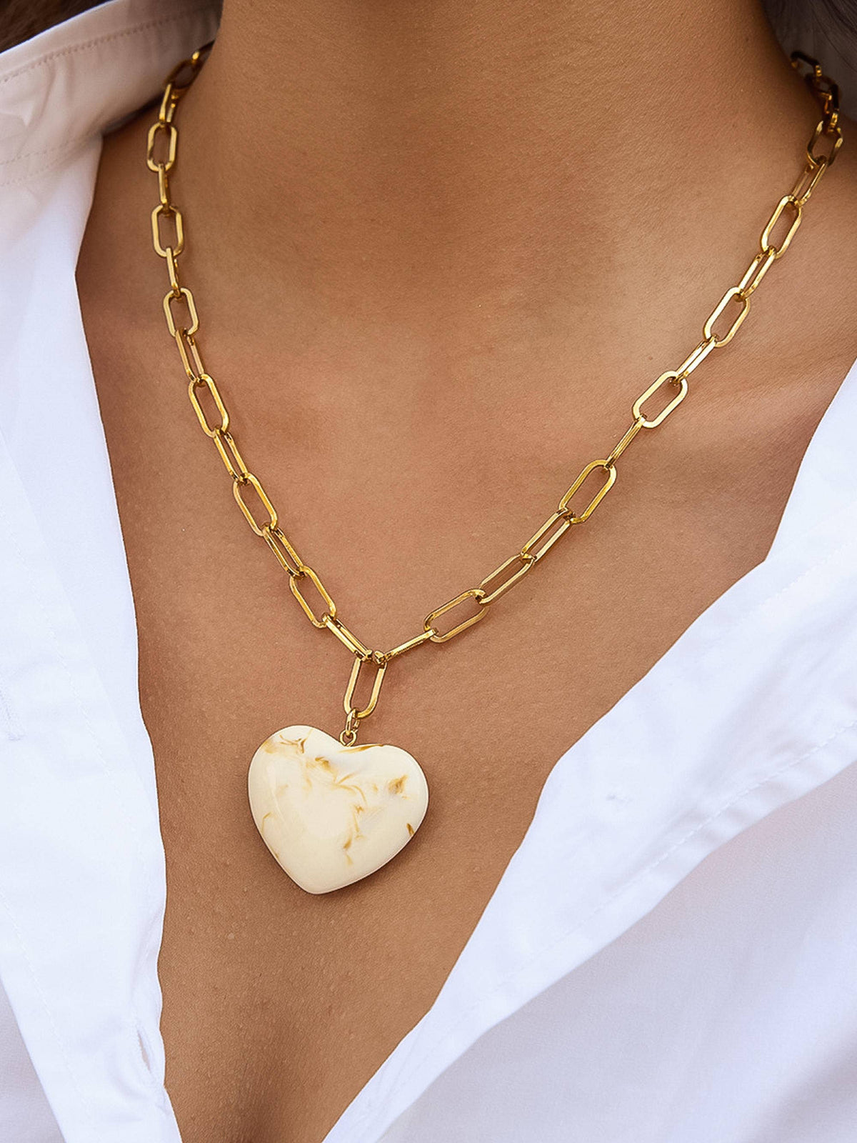Marble Heart Chain Necklace