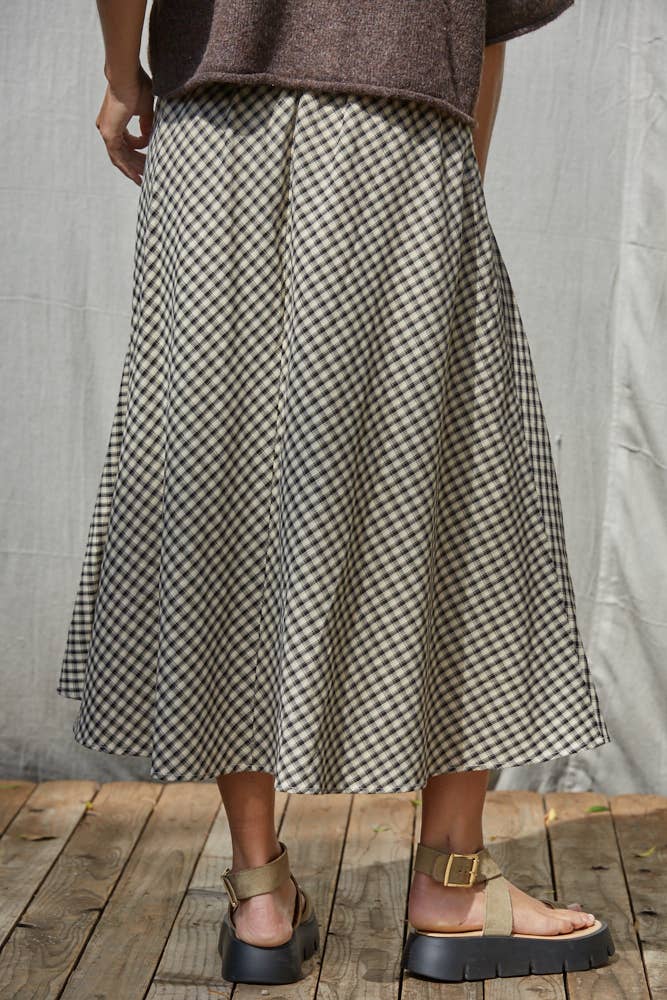 All Neutral Gingham Midi Skirt