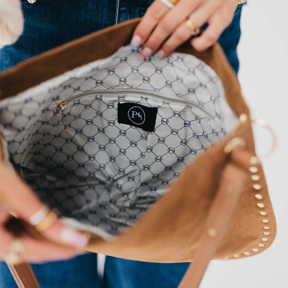 Rosalie Rivet Suede Hobo Bag - Black