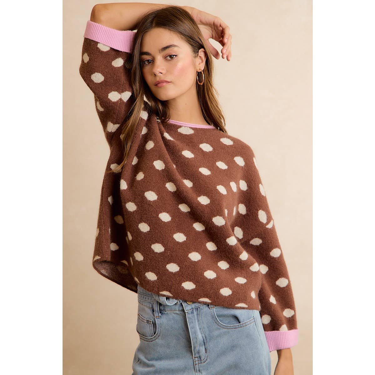 Roll Up Polka Dot Sweater