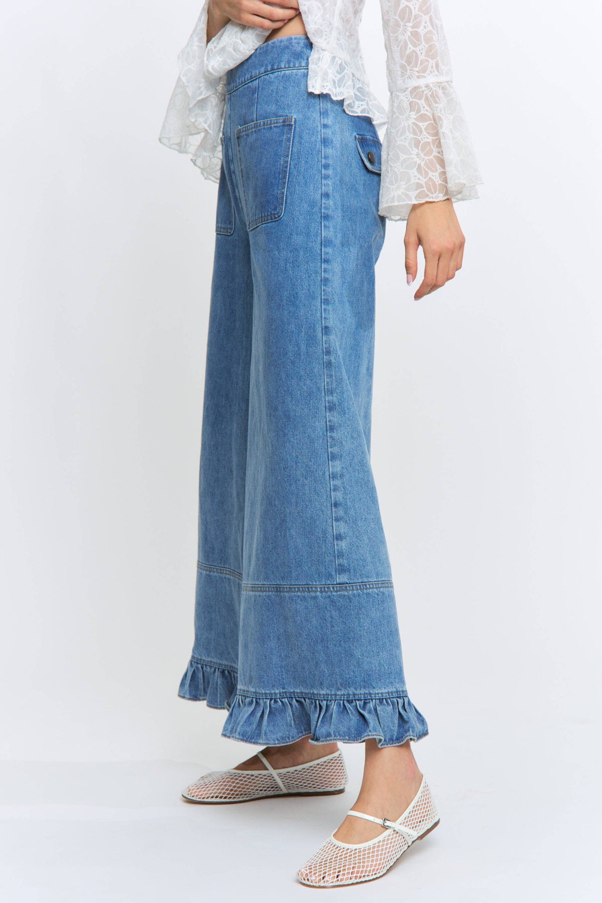 Denim Dreams Ruffle Trouser