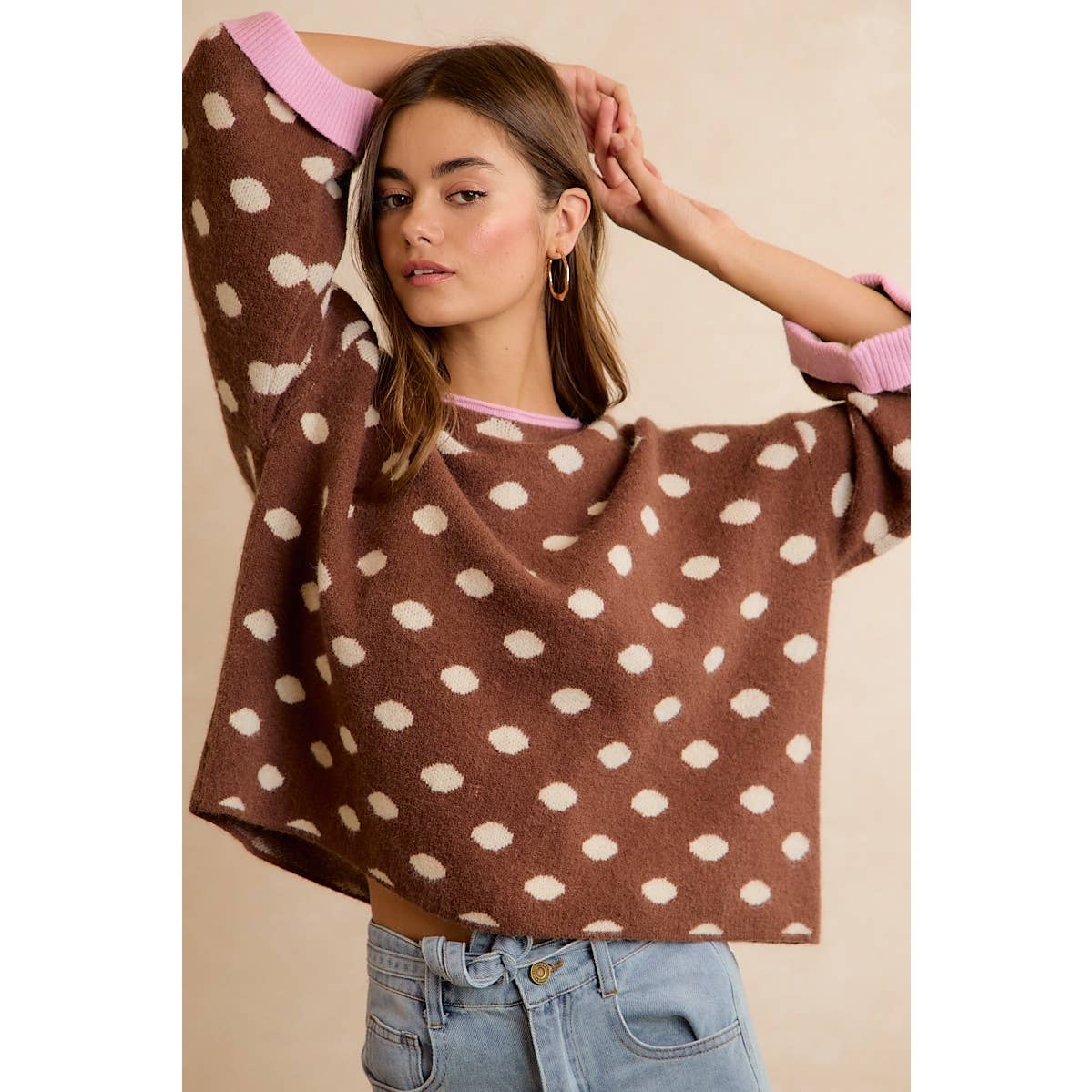 Roll Up Polka Dot Sweater