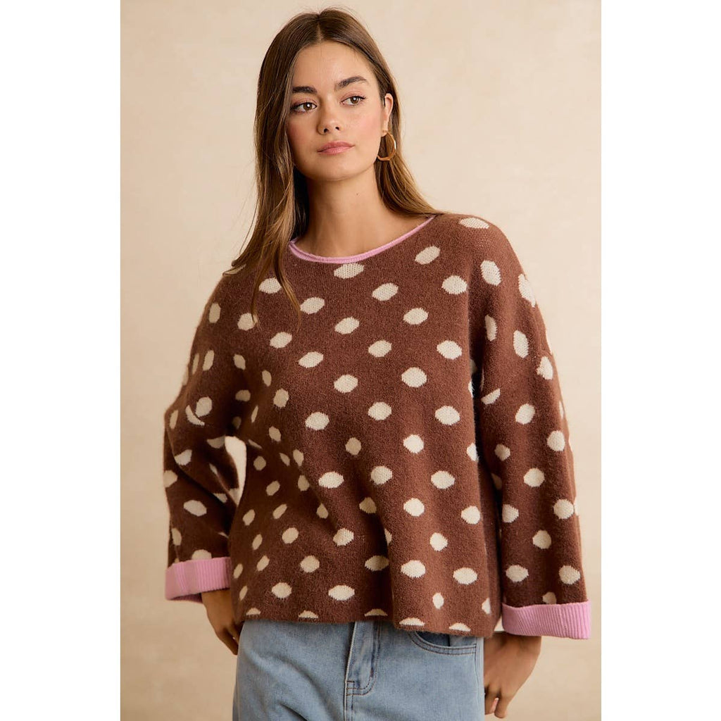 Roll Up Polka Dot Sweater