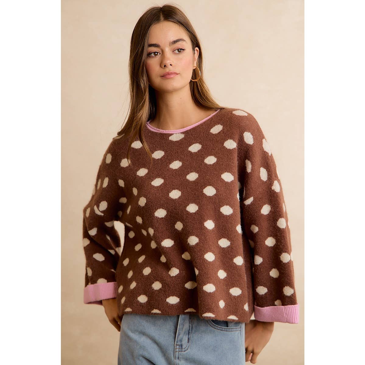 Roll Up Polka Dot Sweater