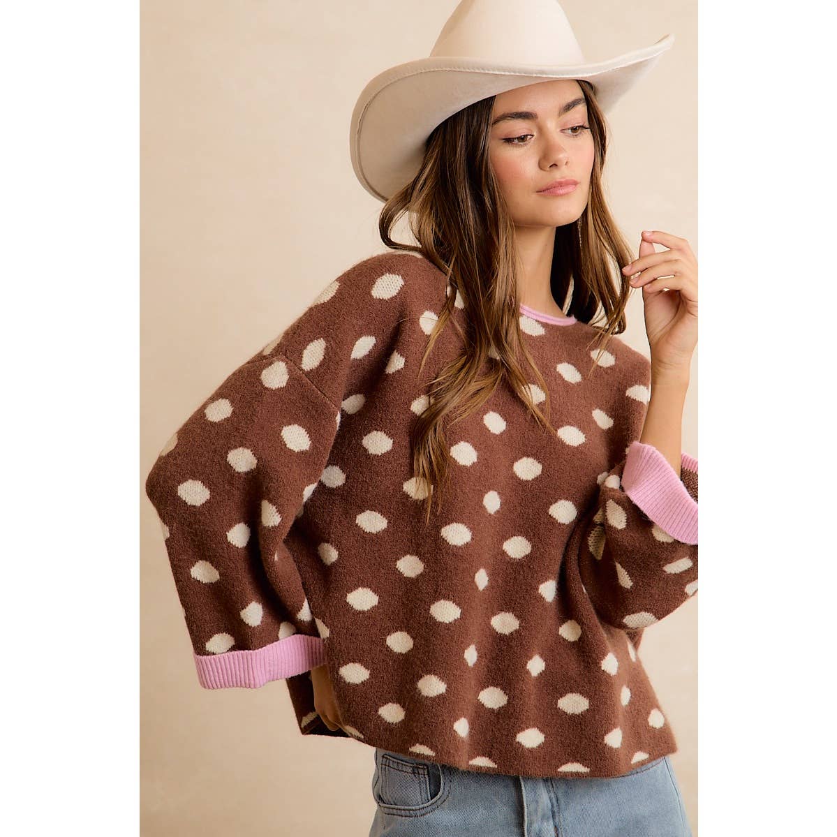 Roll Up Polka Dot Sweater
