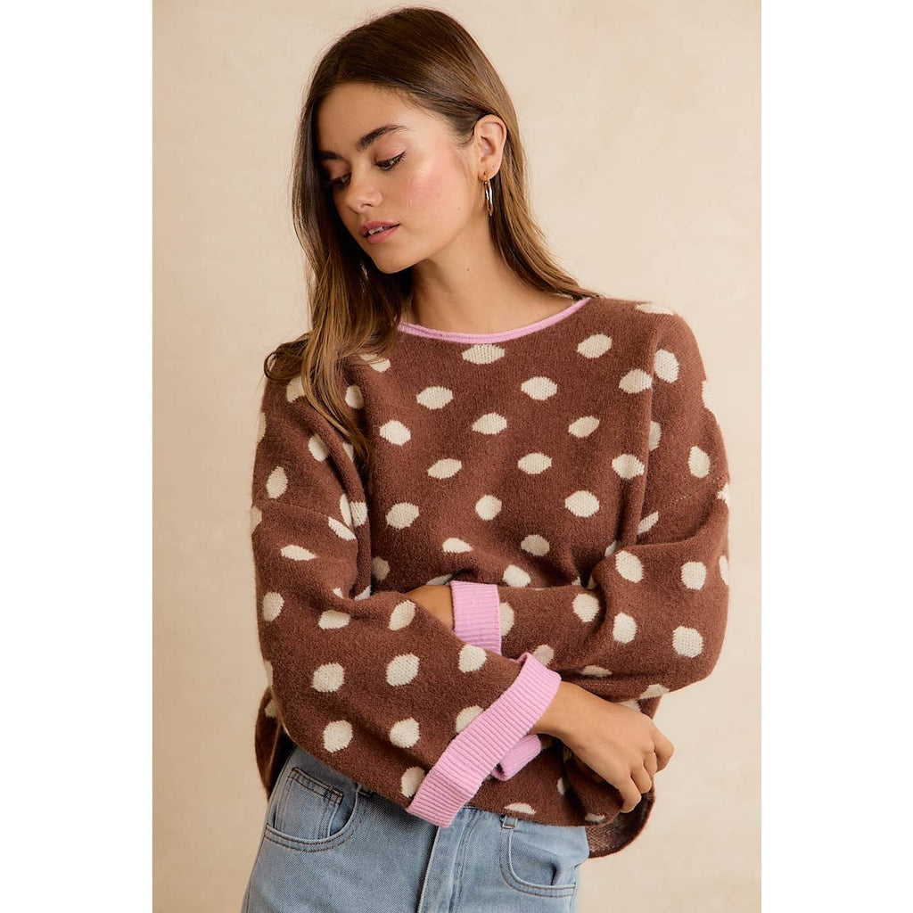 Roll Up Polka Dot Sweater