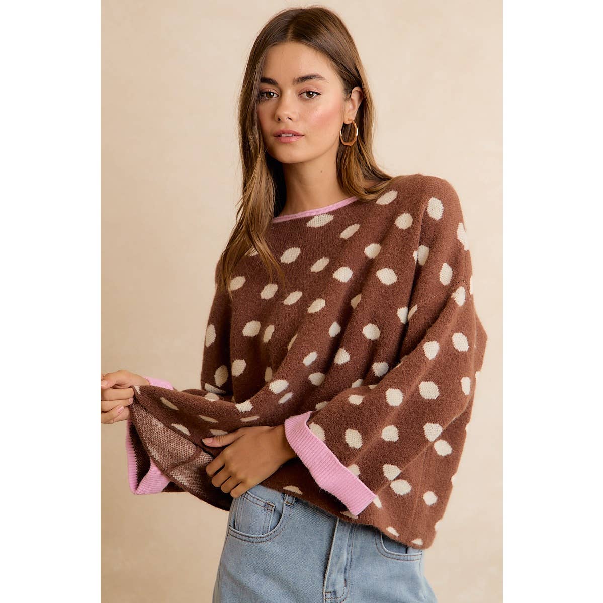 Roll Up Polka Dot Sweater