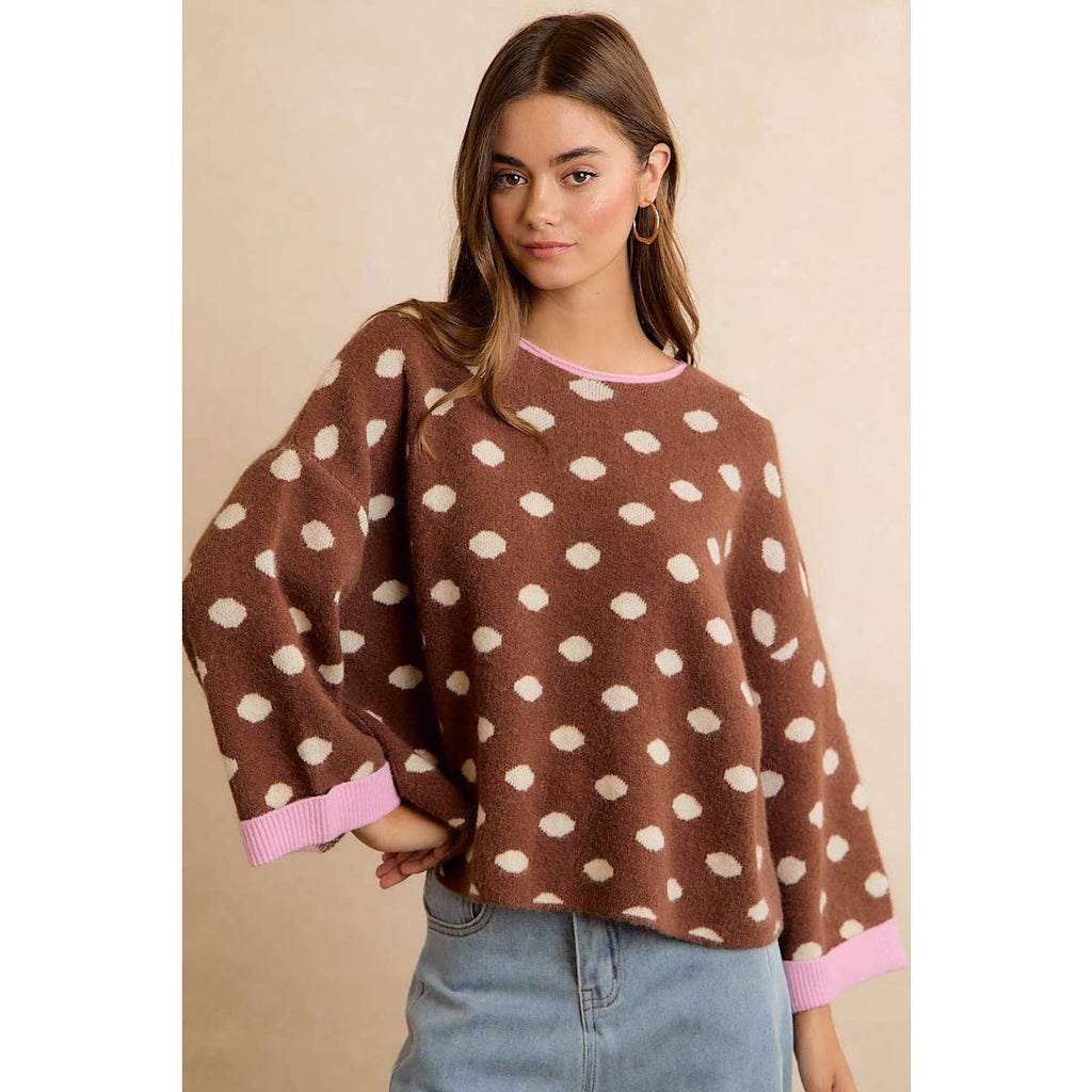 Roll Up Polka Dot Sweater