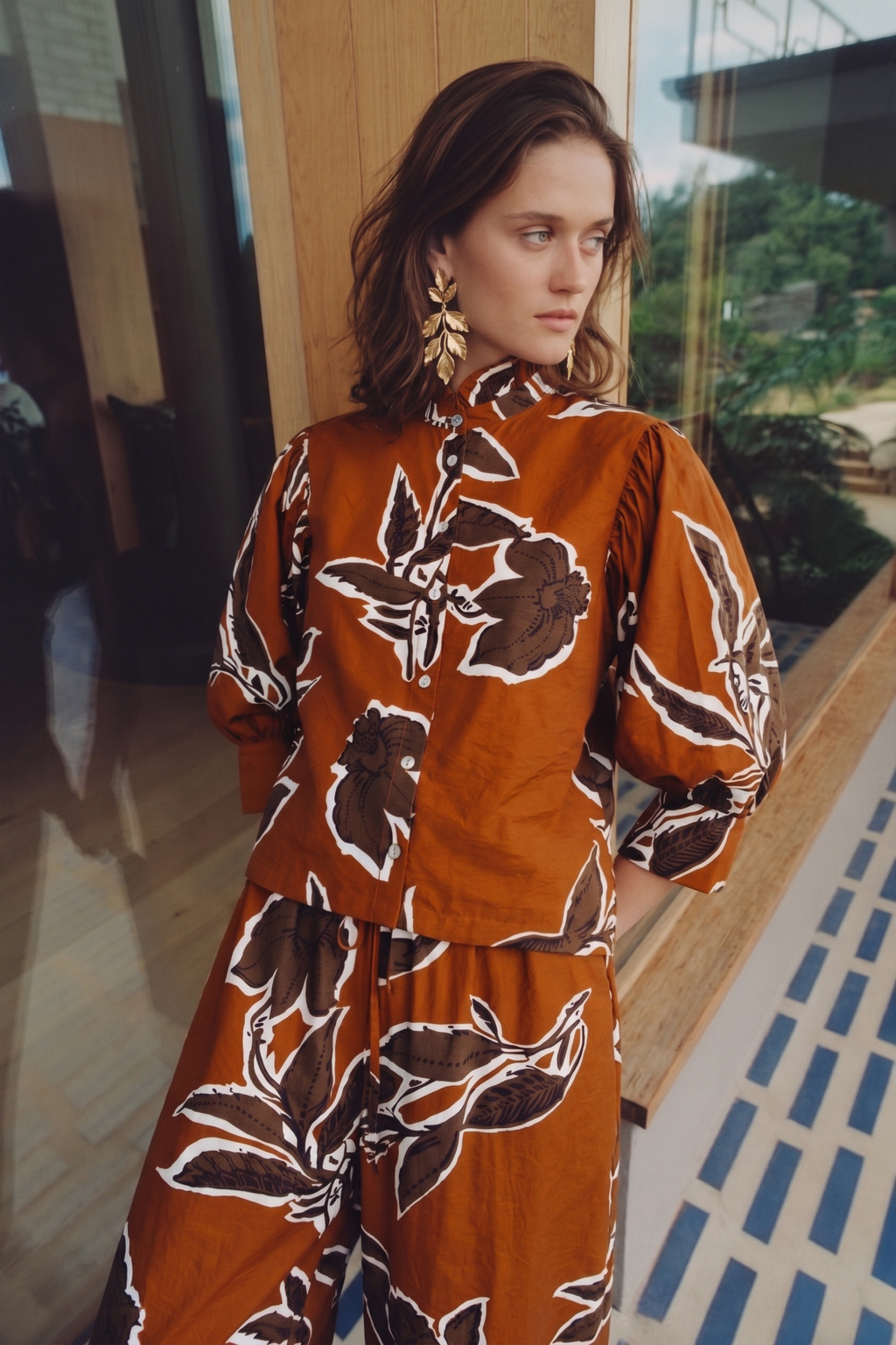 Fall in Love with Floral Blouse - Rust