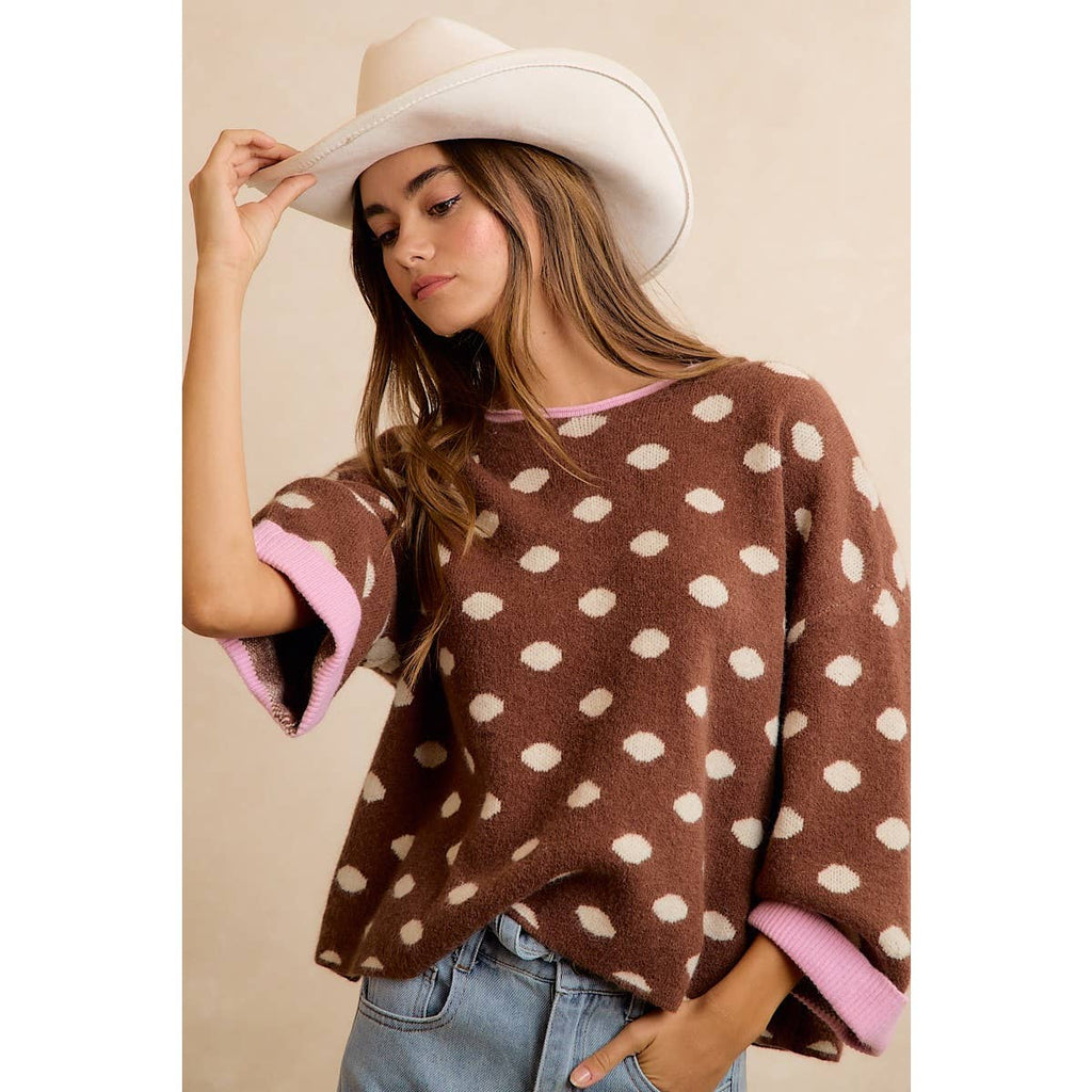 Roll Up Polka Dot Sweater