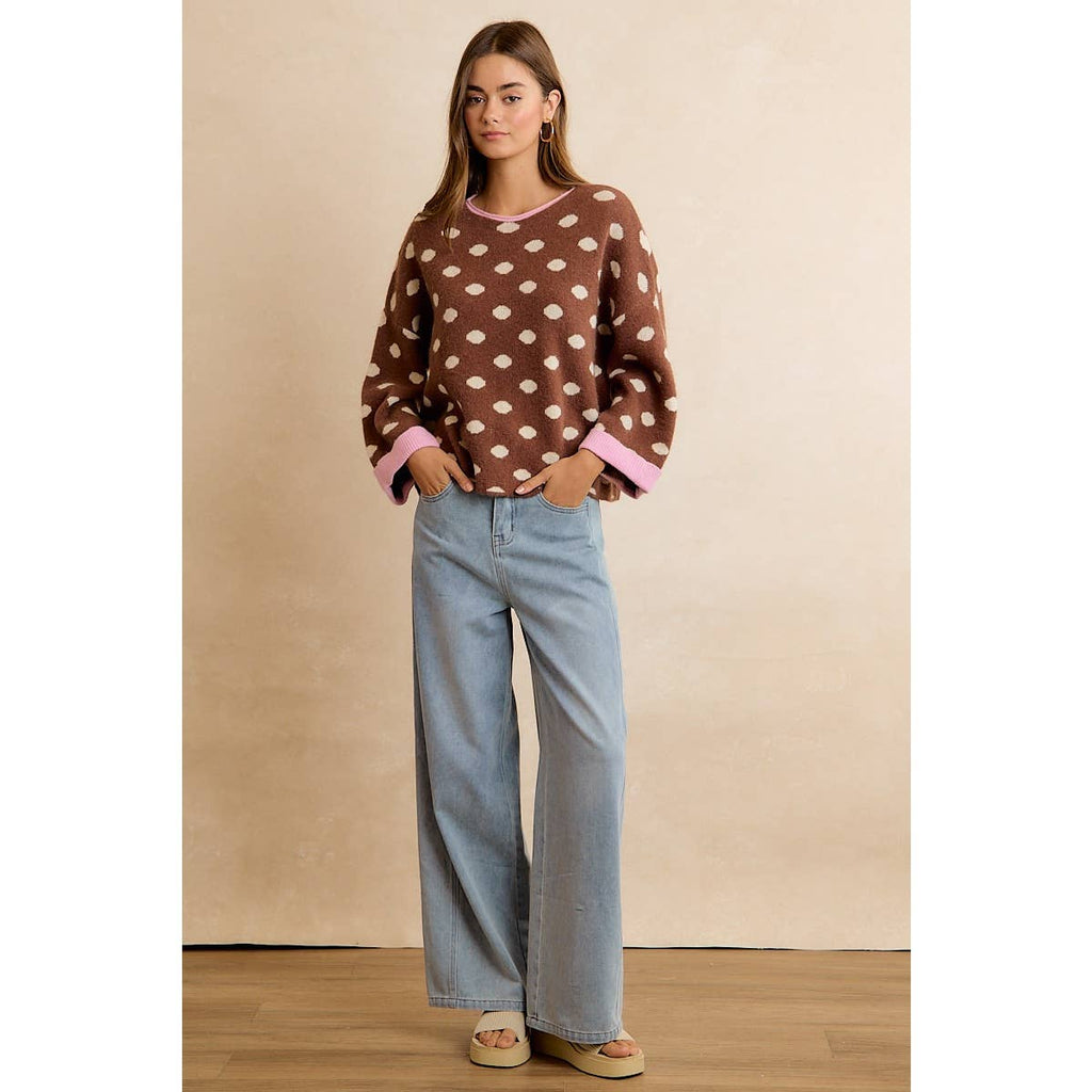 Roll Up Polka Dot Sweater