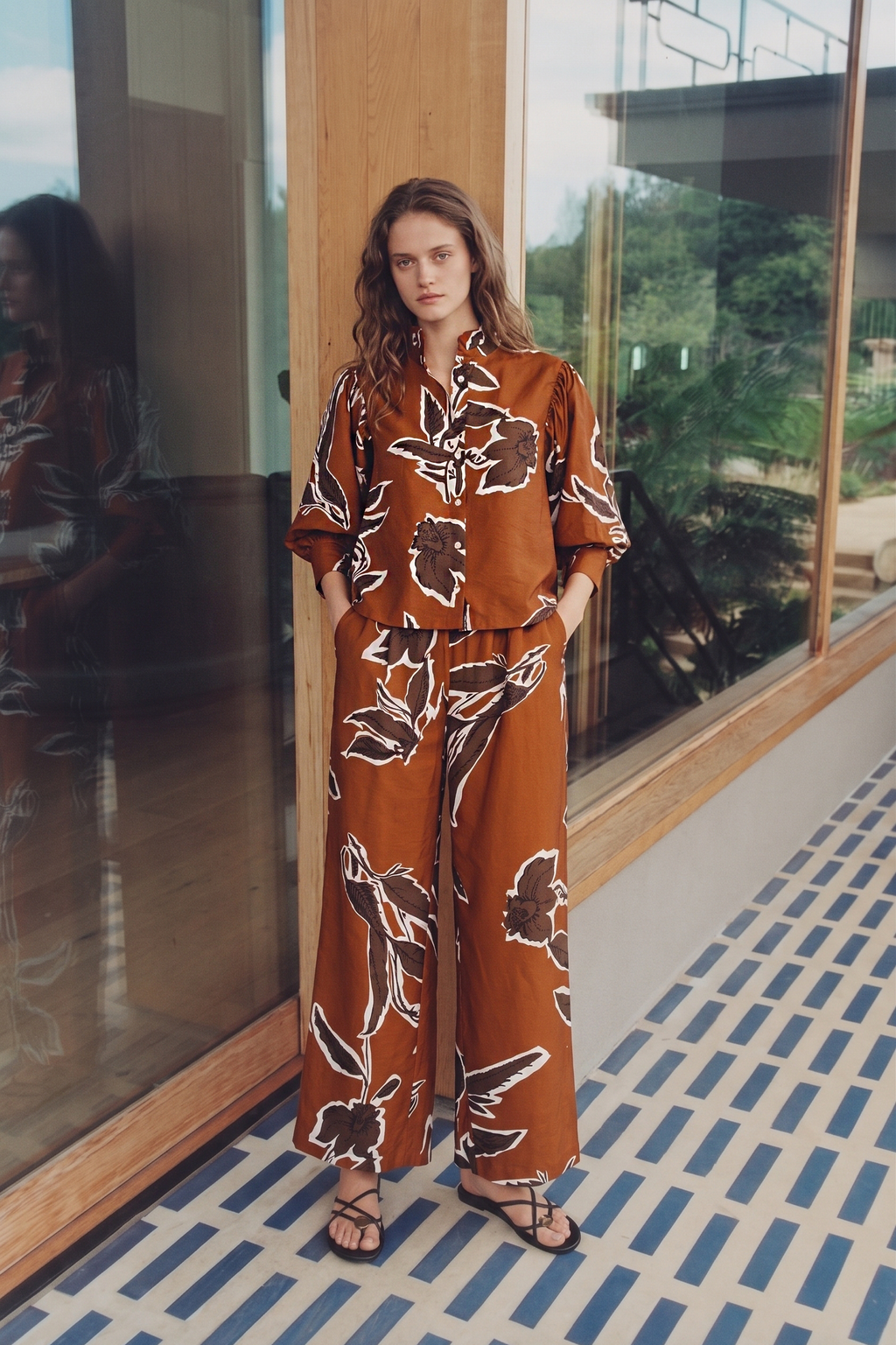 Fall in Love with Floral Blouse - Rust