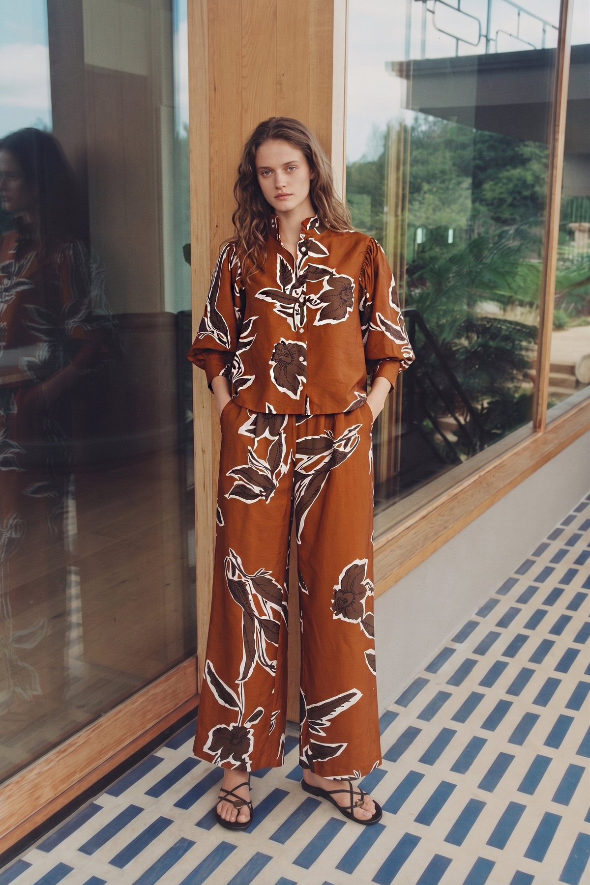 Fall in Love with Floral Blouse - Rust