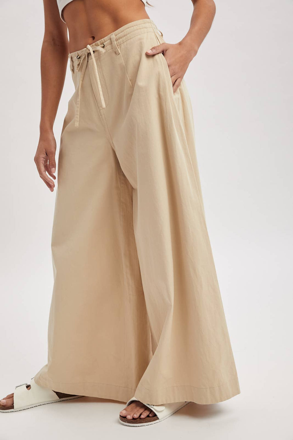 Statement Tan Drawstring Pant