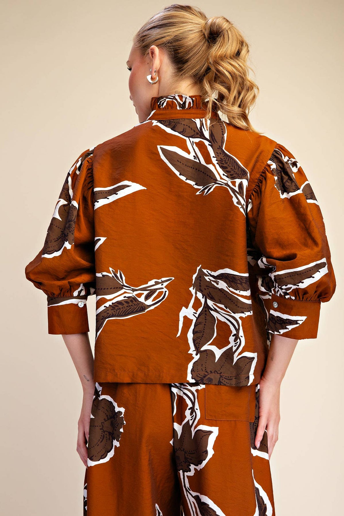 Fall in Love with Floral Blouse - Rust