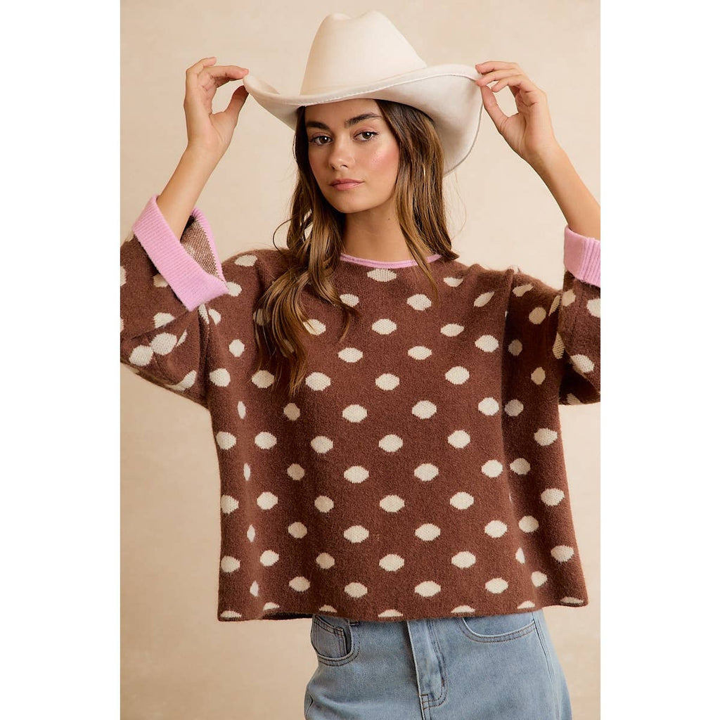 Roll Up Polka Dot Sweater