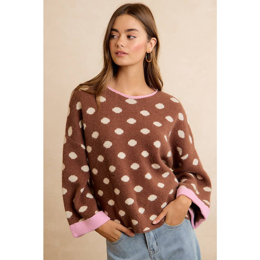Roll Up Polka Dot Sweater