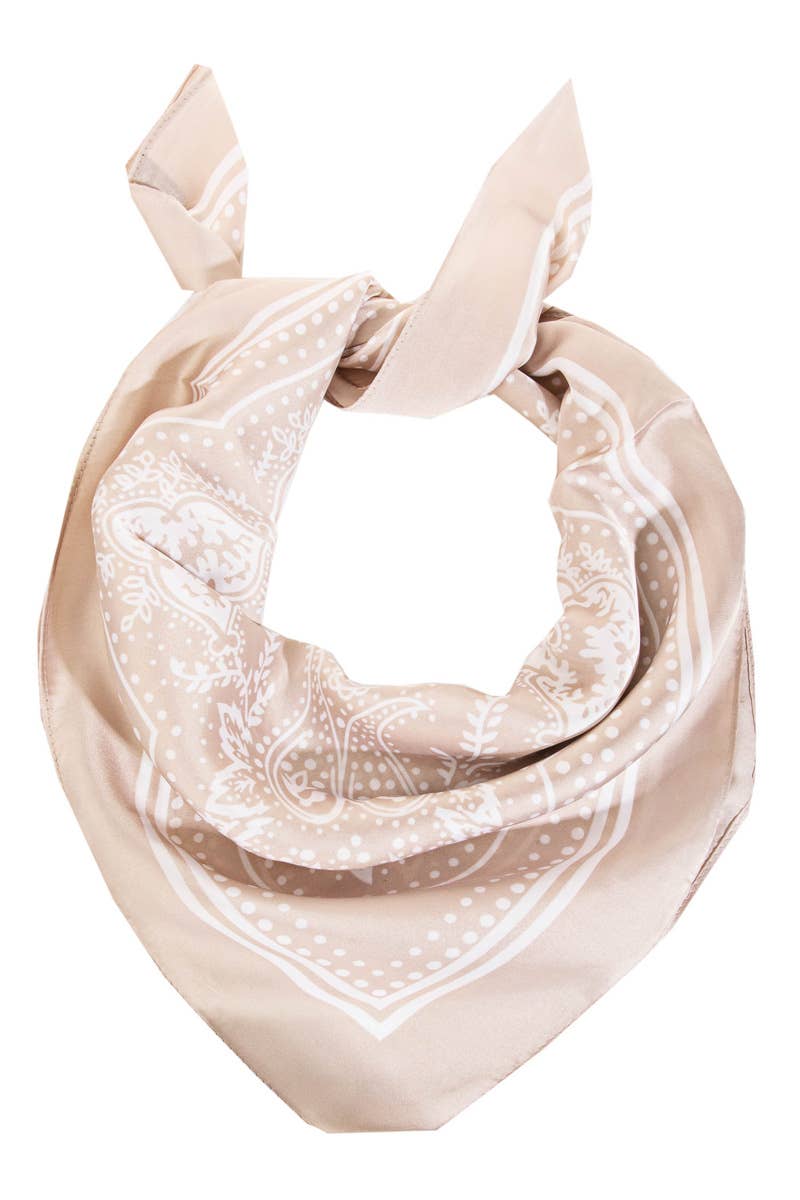 Light Paisley Design Square Bandana Scarf: IV