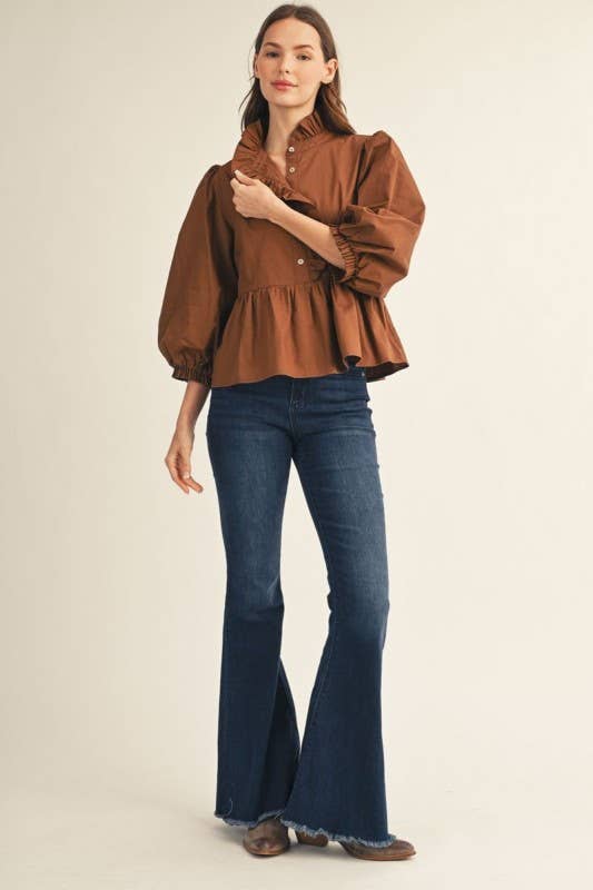 Button and Ruffle Blouse