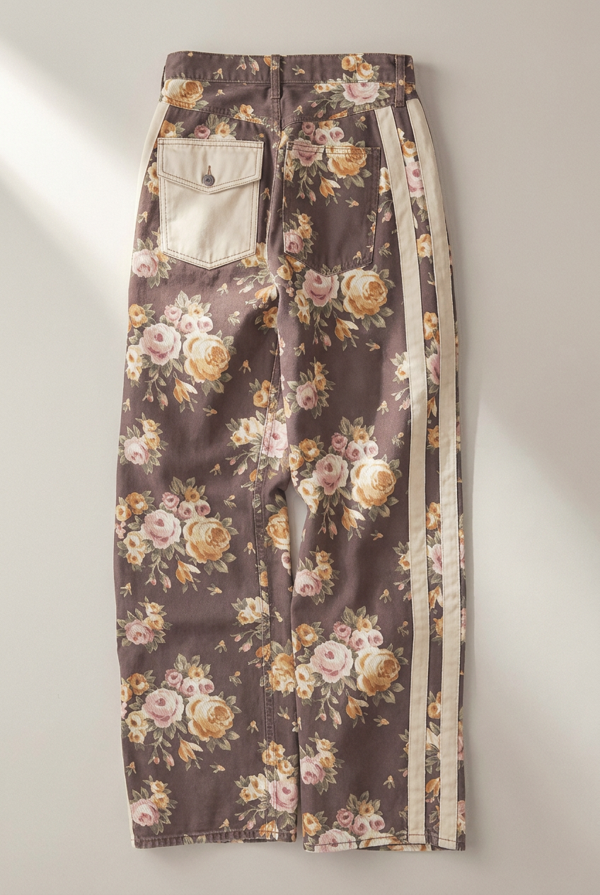 COMING SOON - Floral Wide Leg Pants with Side Stripe