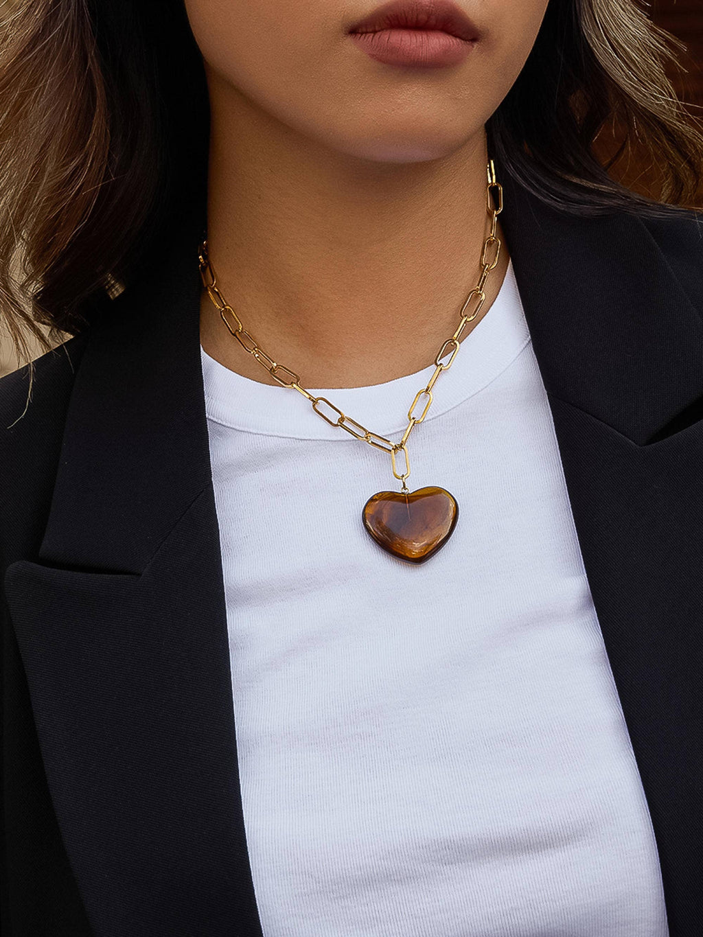 Marble Heart Chain Necklace