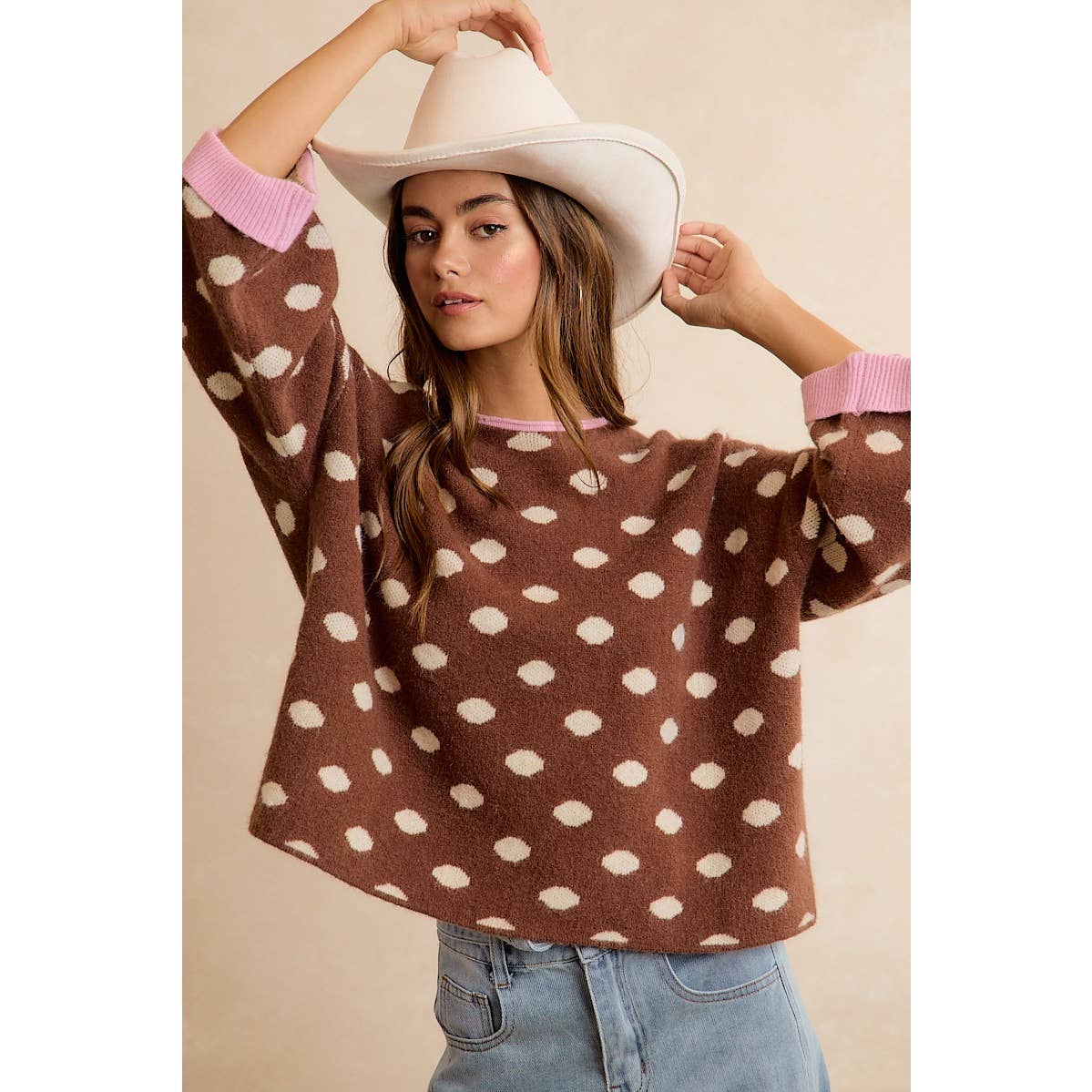 Roll Up Polka Dot Sweater