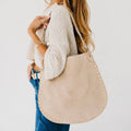 Rosalie Rivet Suede Hobo Bag - Tan