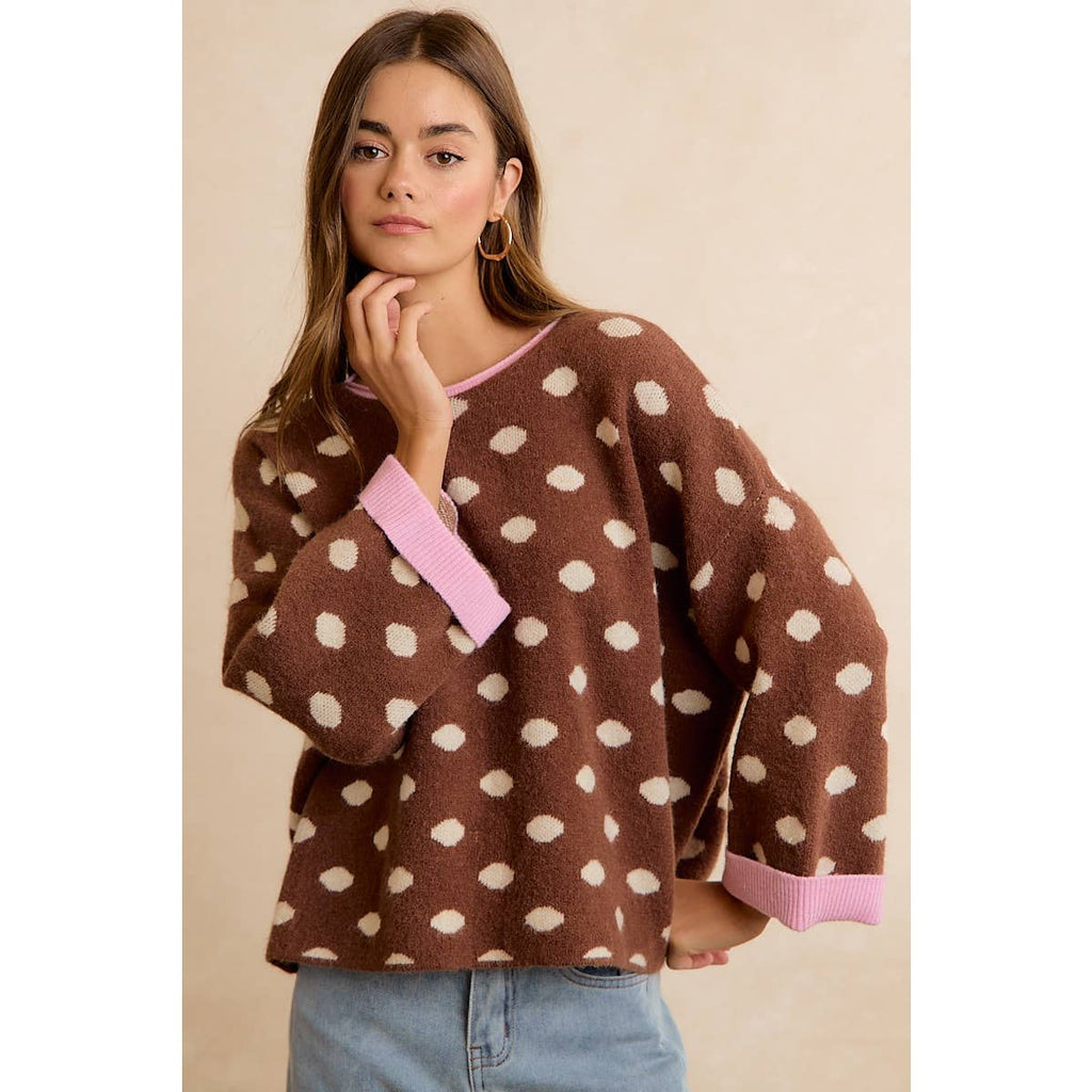 Roll Up Polka Dot Sweater