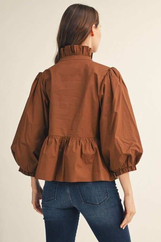Button and Ruffle Blouse