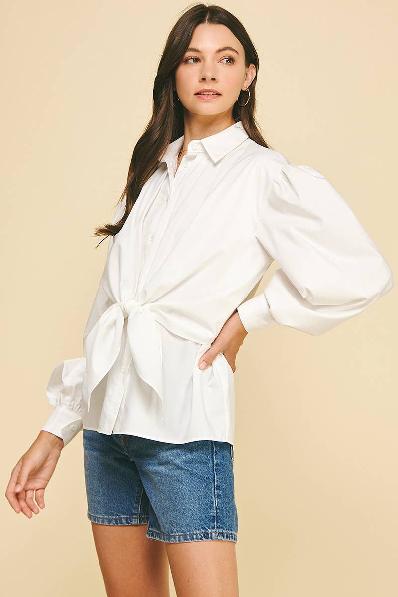 Front Tie Button Down Blouse – The Statement Place