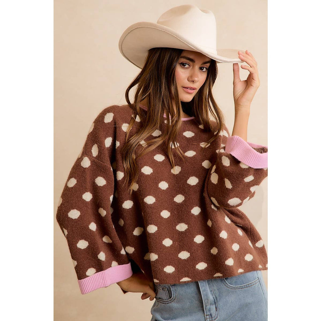 Roll Up Polka Dot Sweater